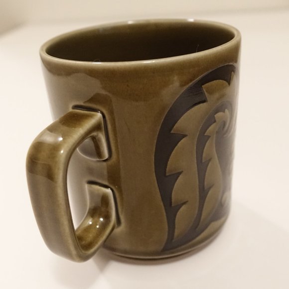 4 Rare Vintage Hornsea England MCM Rooster Chicken Olive Green Mugs 1974 - SOLD - Picture 4 of 6